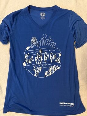 Women's Blue 'We Play For Her' Short Sleeve Tee